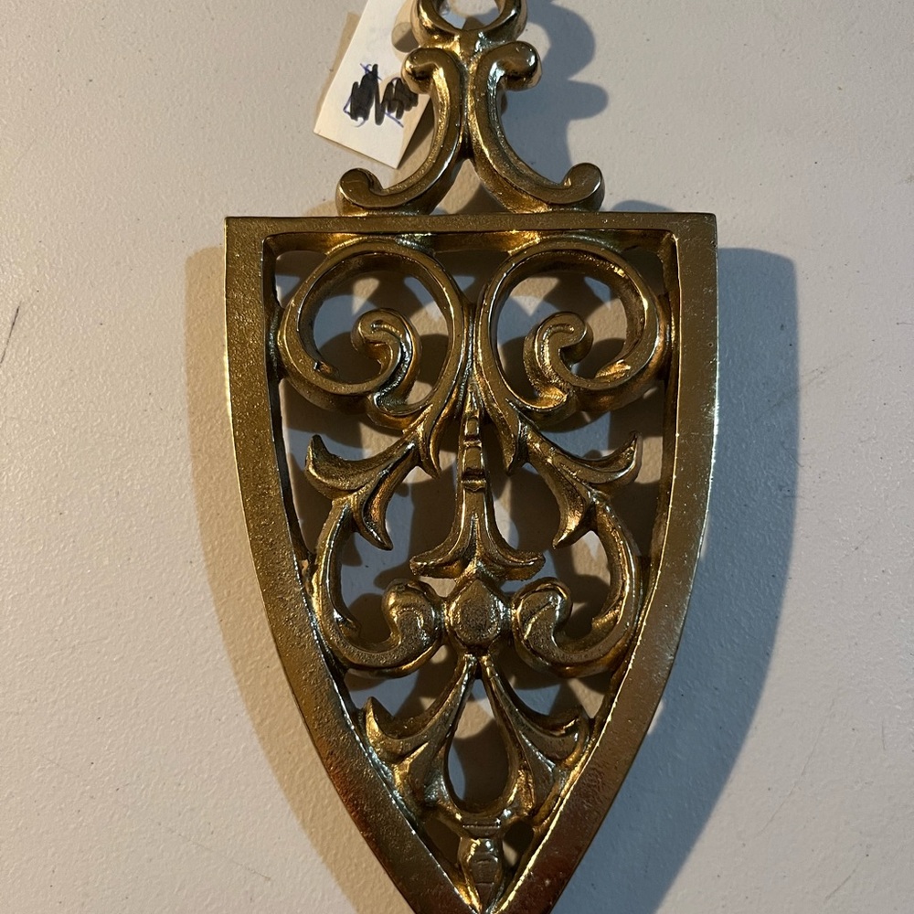 Vintage Dirilyte Brass Trivet Ornate style signed